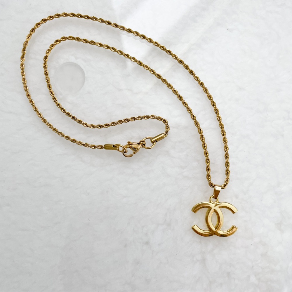 Repurposed Designer CC Gold Necklace - Relist